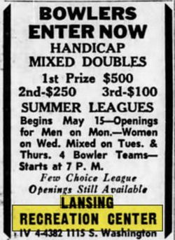 Lansing Recreation Center - Apr 29 1961 Ad (newer photo)